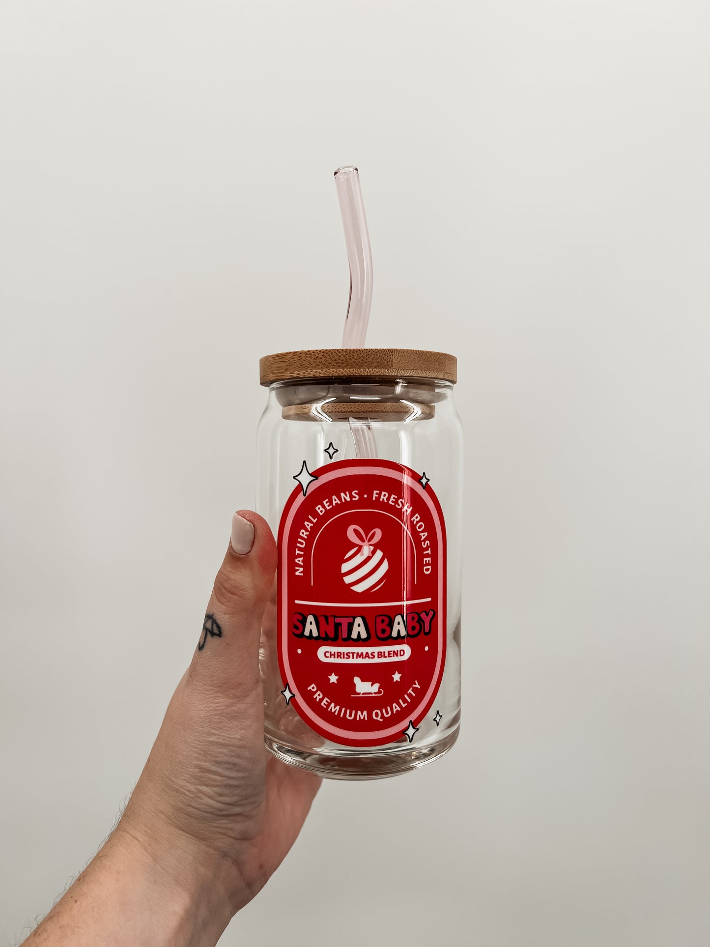Santa Baby Glass Can