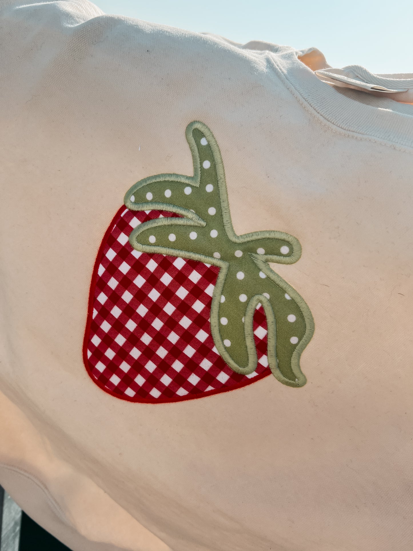 Strawberry Applique Cropped Crewneck