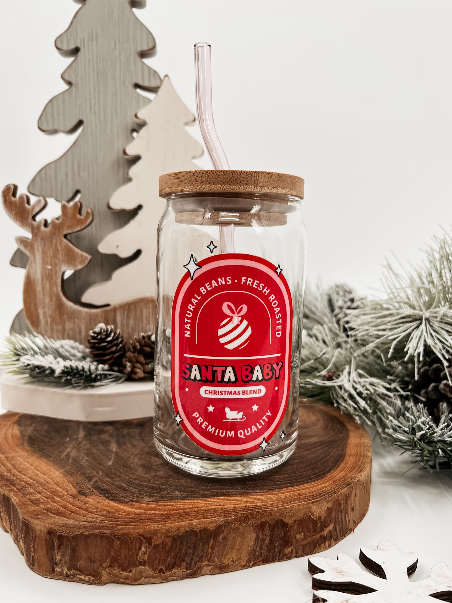 Santa Baby Glass Can
