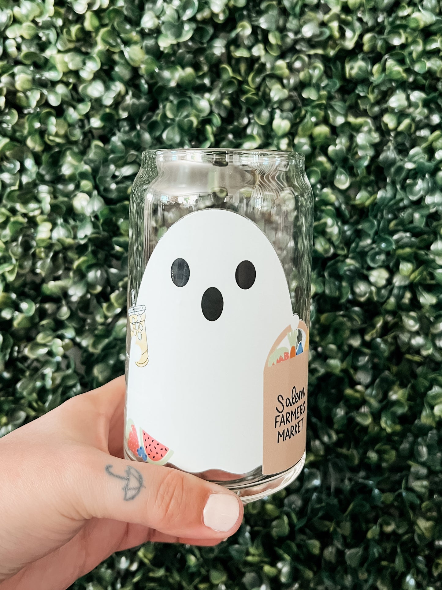 Farmer's Market Boo Glass Can