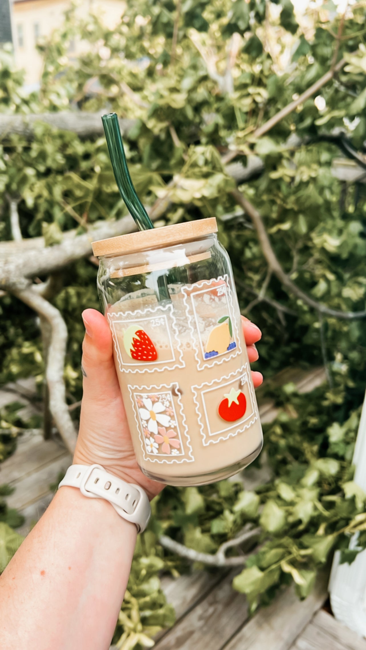Farmers Market Stamp Glass Can