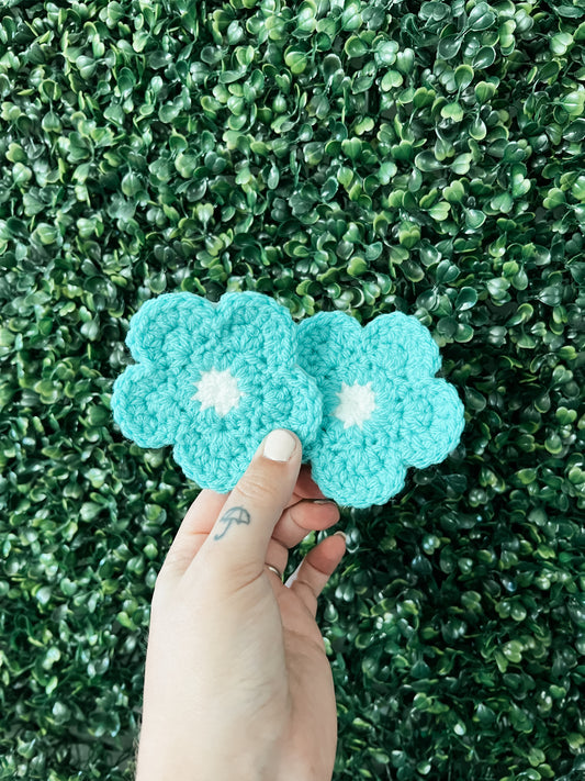 Teal Daisy Car Coasters