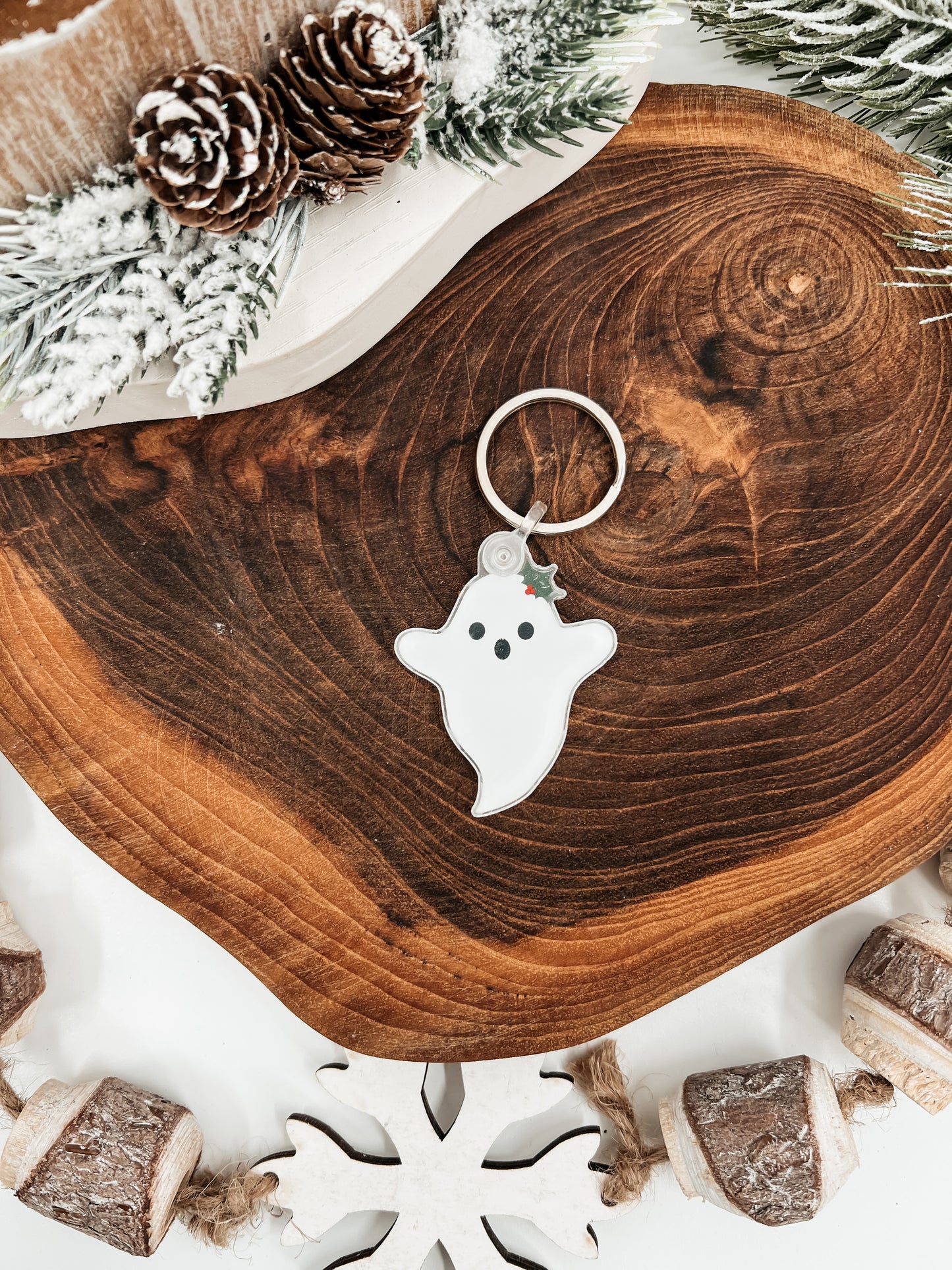 Boo the Christmas Ghost Acrylic Keychain