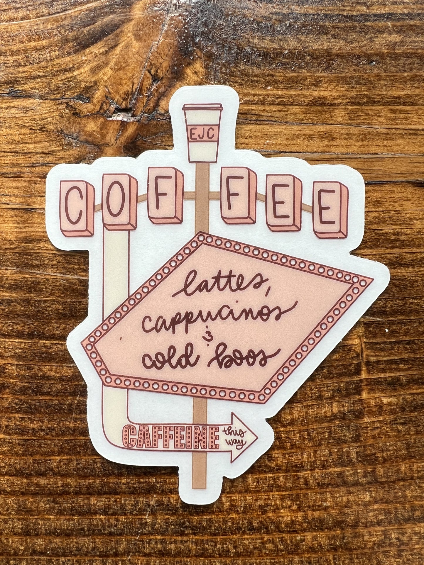 Pink Coffee Sign Sticker