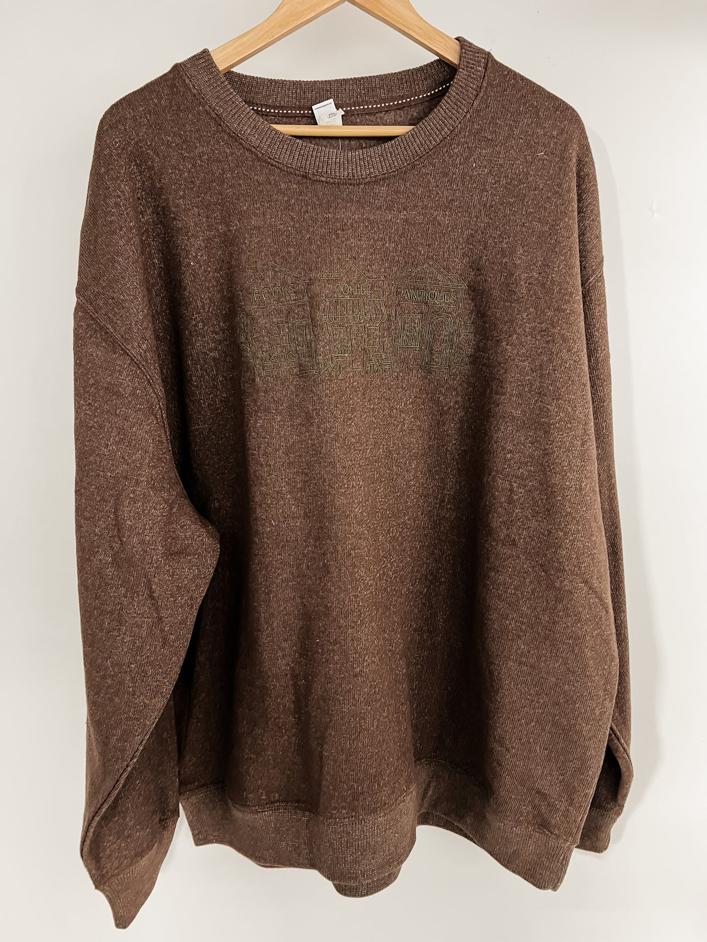 IMPERFECT Books, Coffee, and Thrifting, Oh My! Embroidered Crewneck - 3X Large