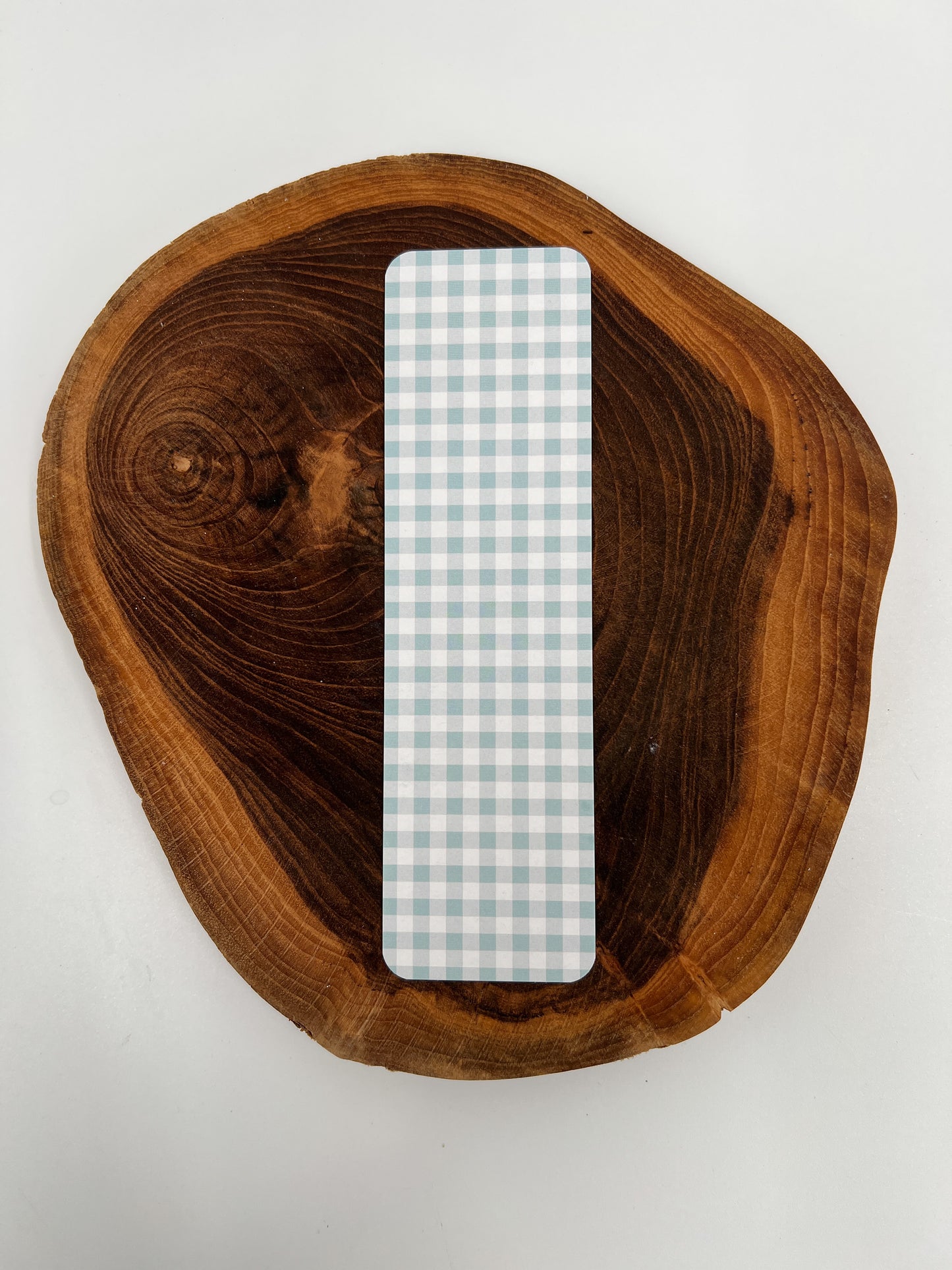 Ice Blue Gingham Bookmark