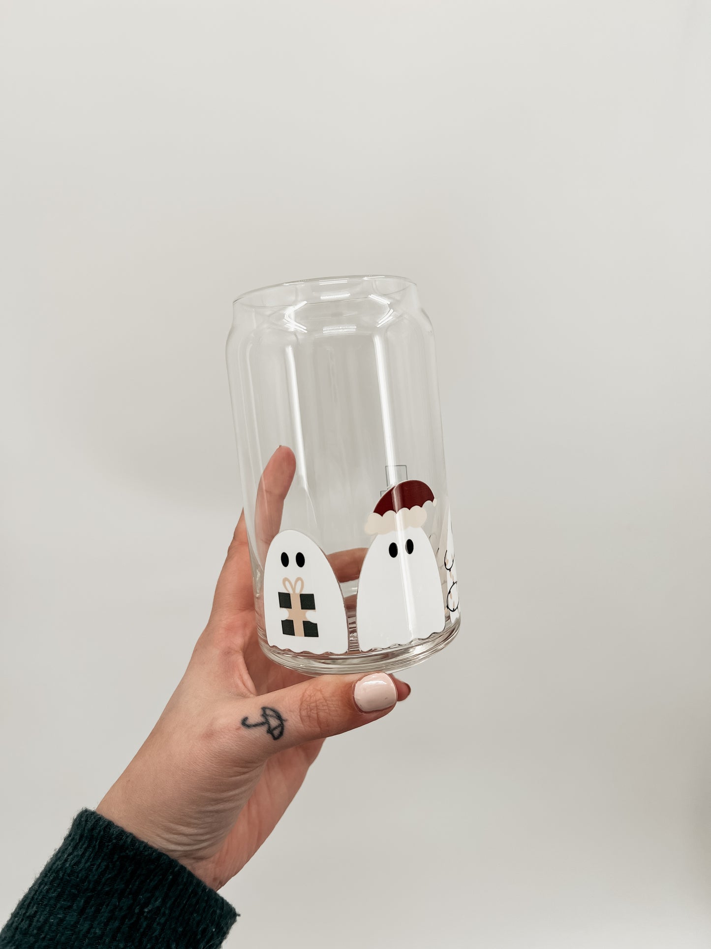 Ghosts of Christmas Boo Glass Can