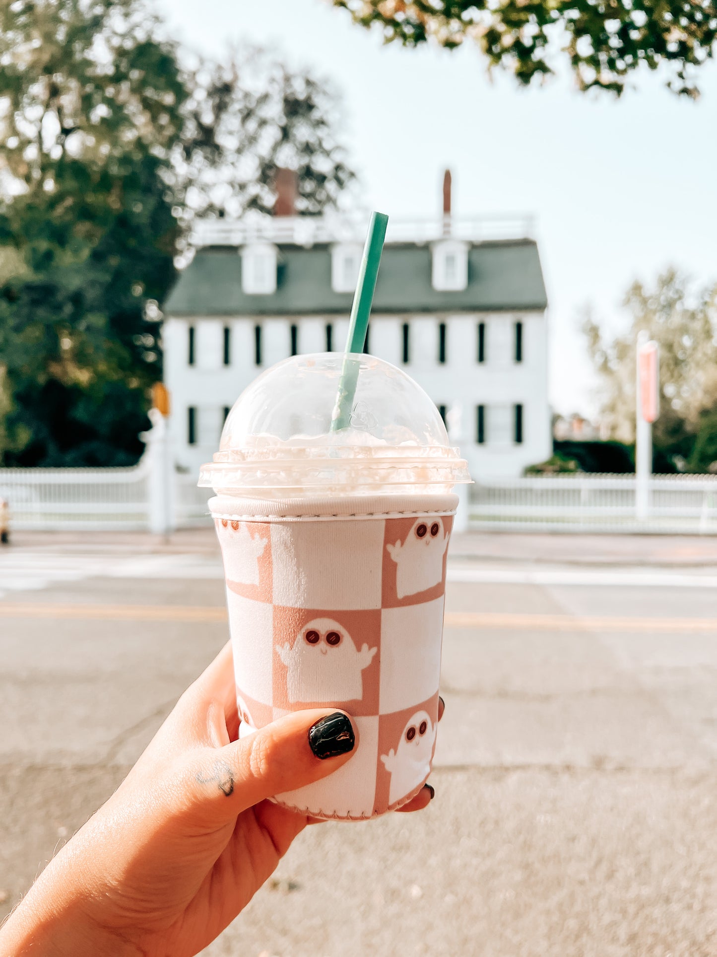 Boo Checkered Cup Sleeve