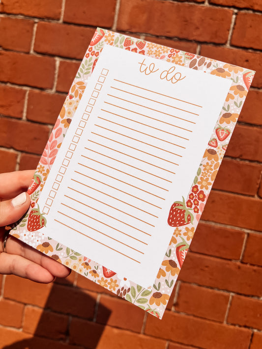 Strawberry To-Do Checklist Notepad