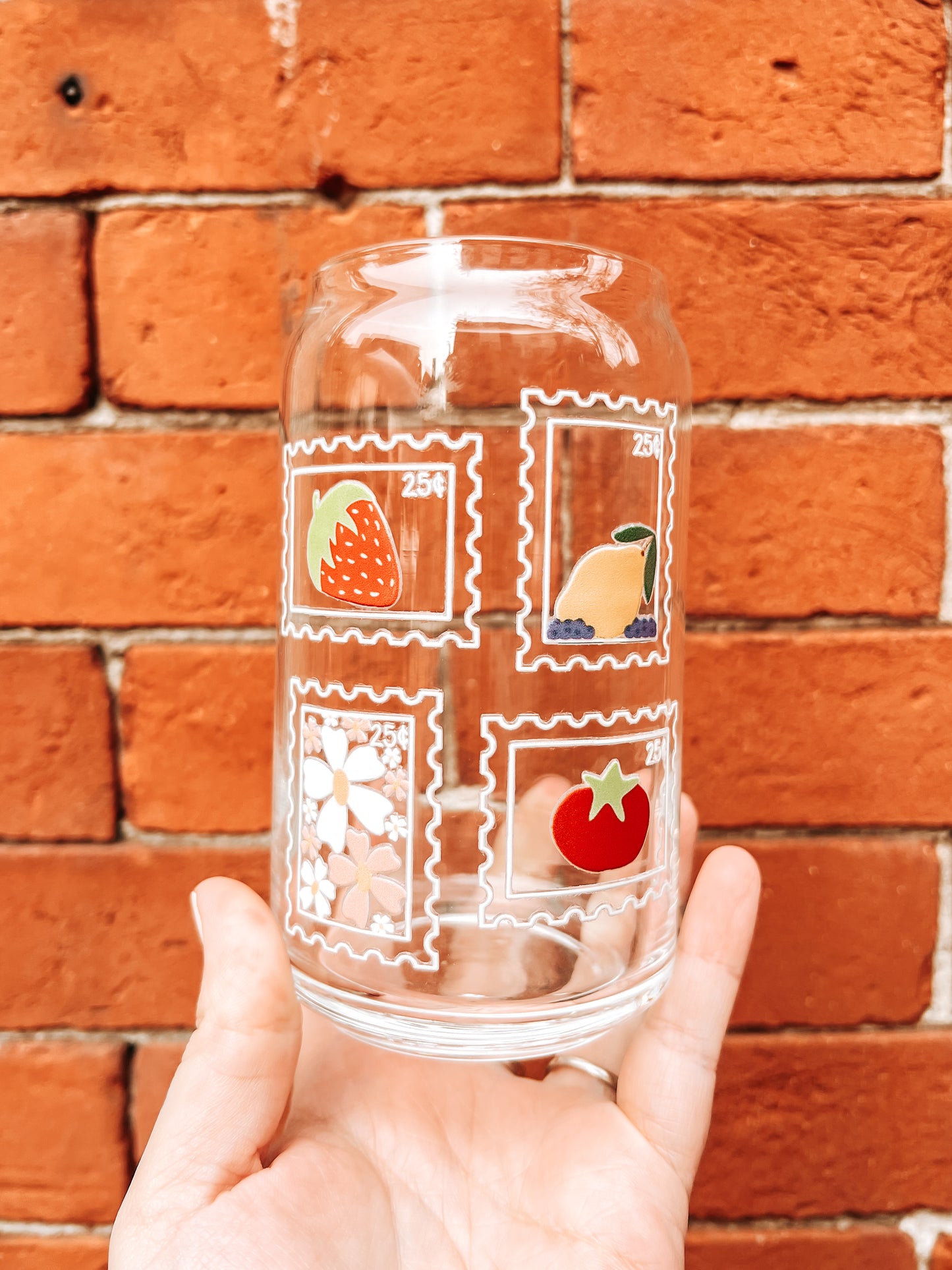 Farmers Market Stamp Glass Can