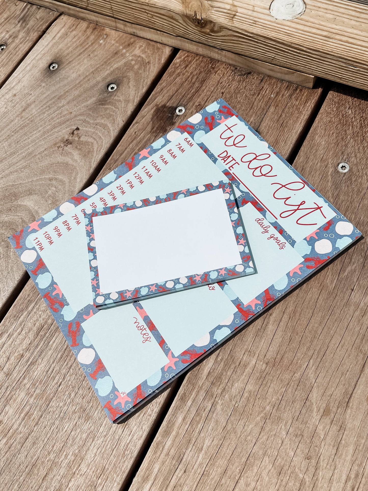 Coastal Summer Hourly Planner Notepad