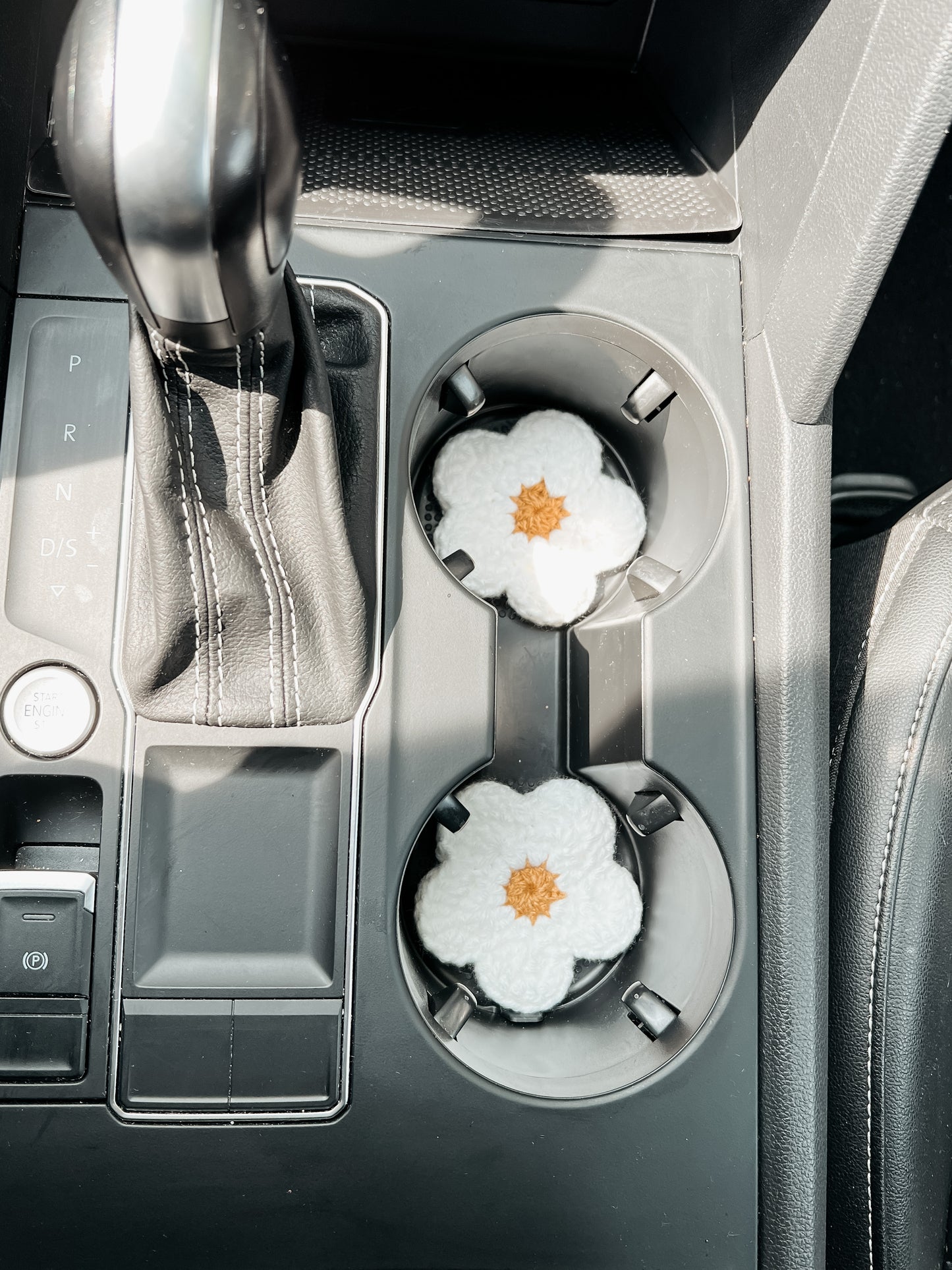 White Daisy Car Coasters