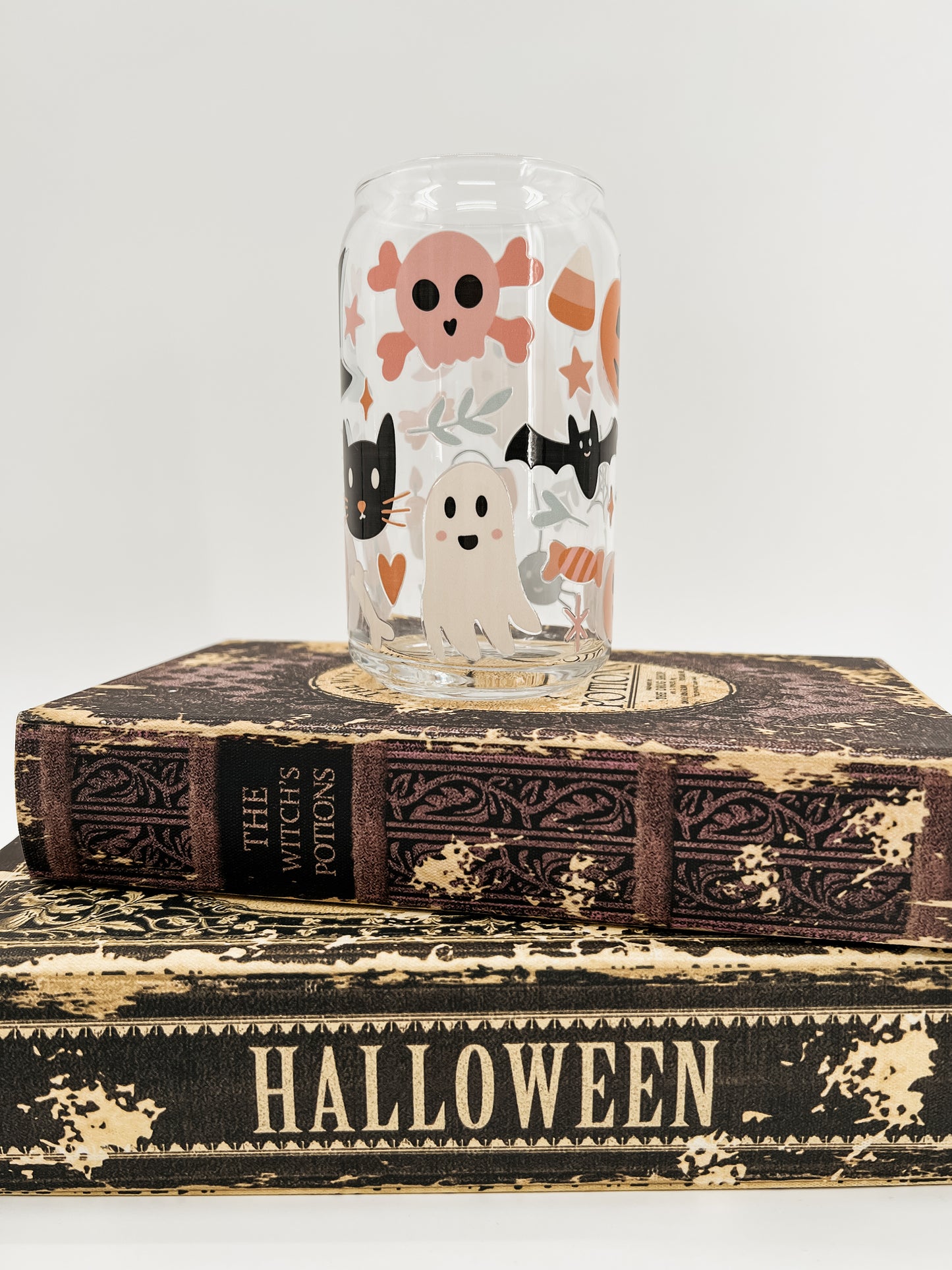 Halloween Doodles Glass Can