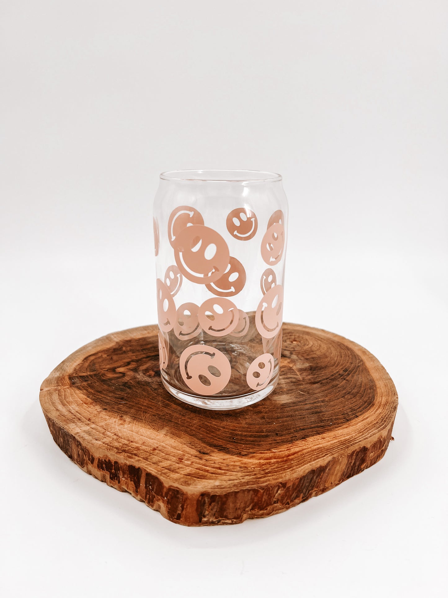 Happy Face Glass Can
