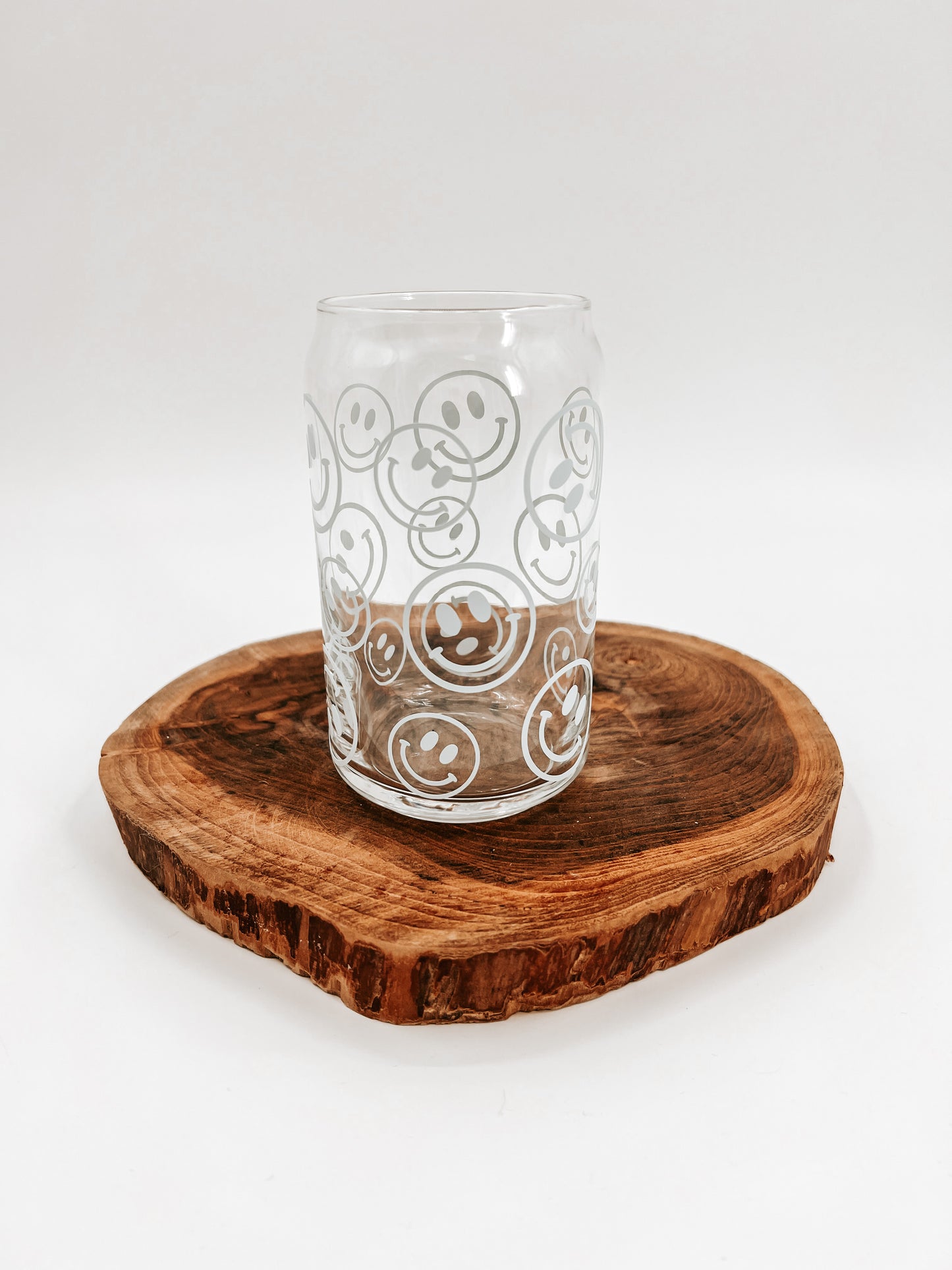 Happy Face Outline Glass Can