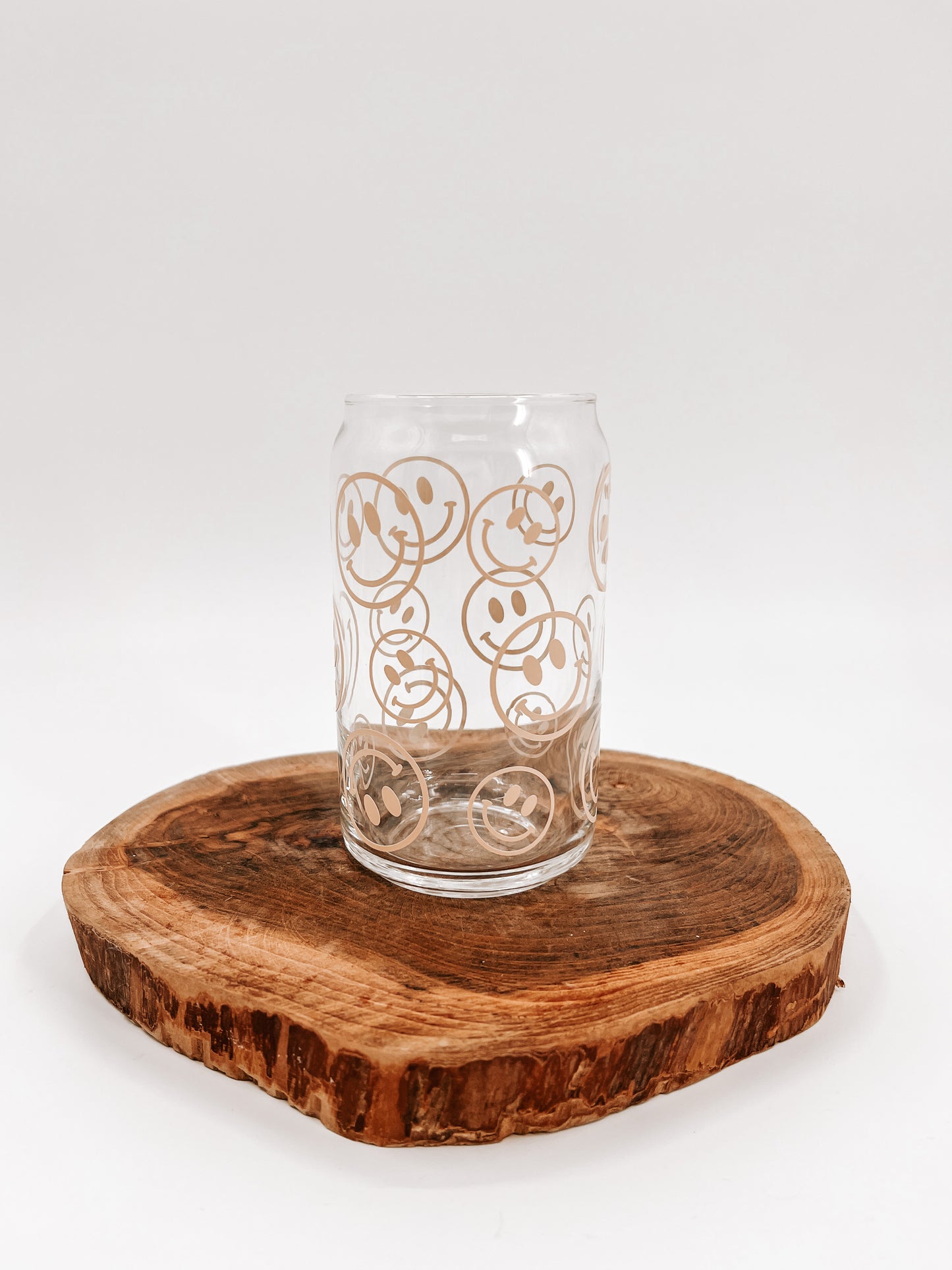Happy Face Outline Glass Can