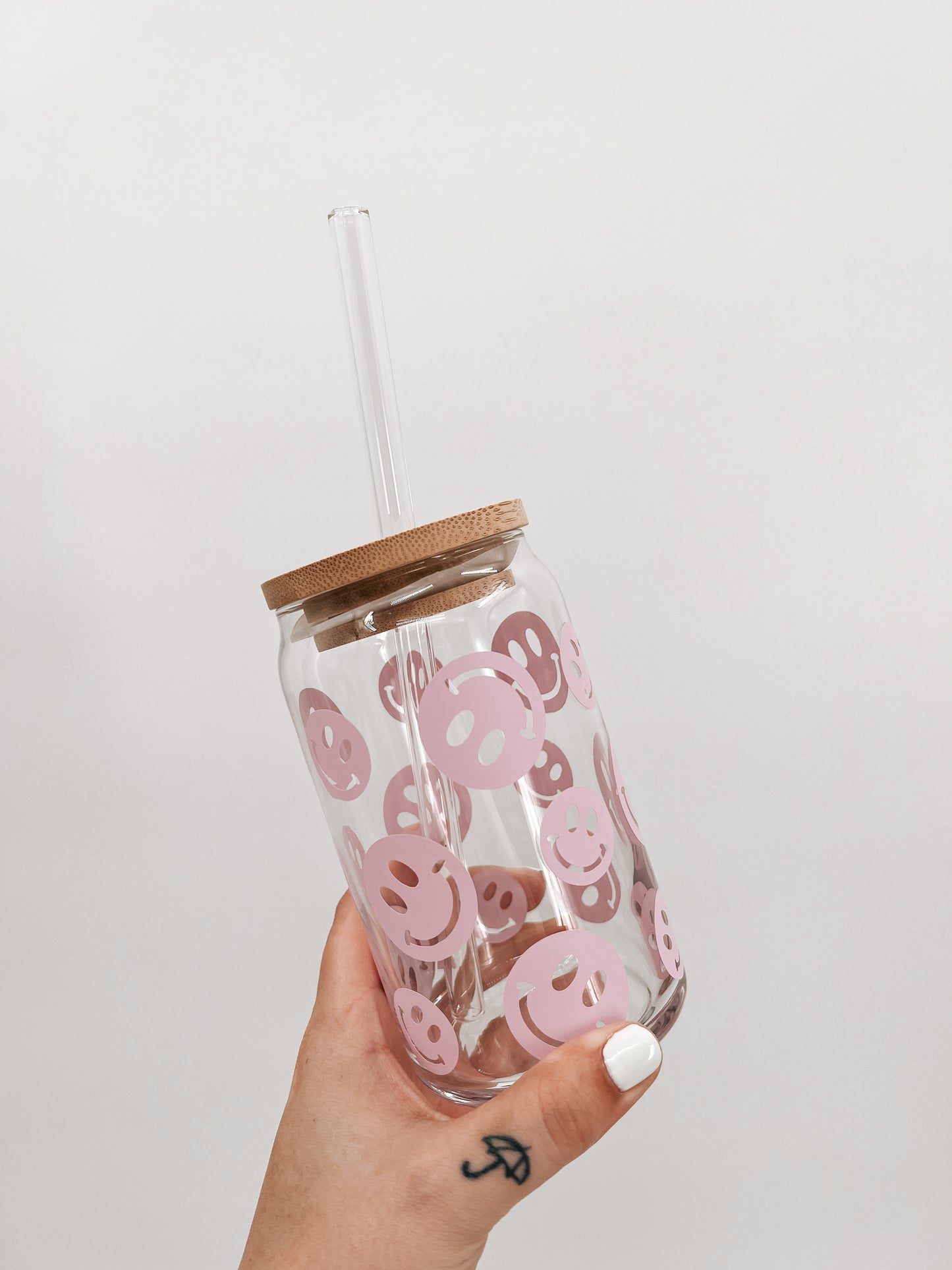 Happy Face Glass Can