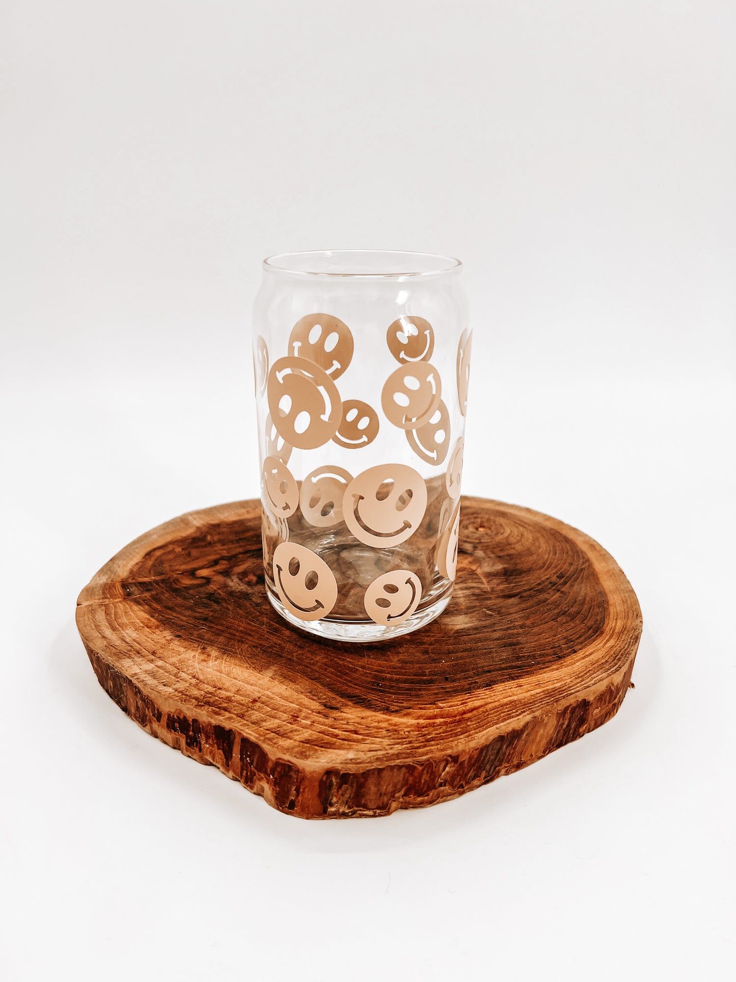 Happy Face Glass Can