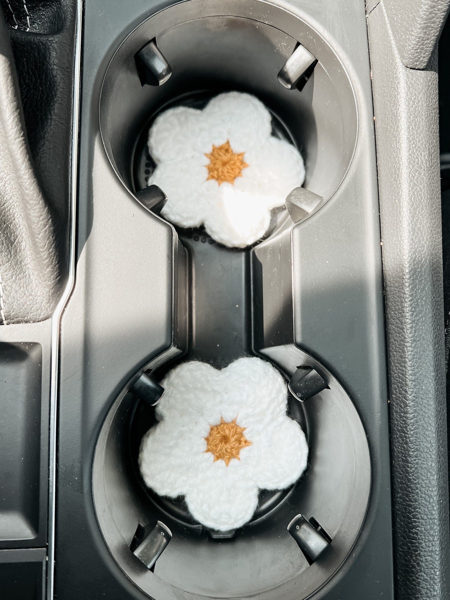 White Daisy Car Coasters