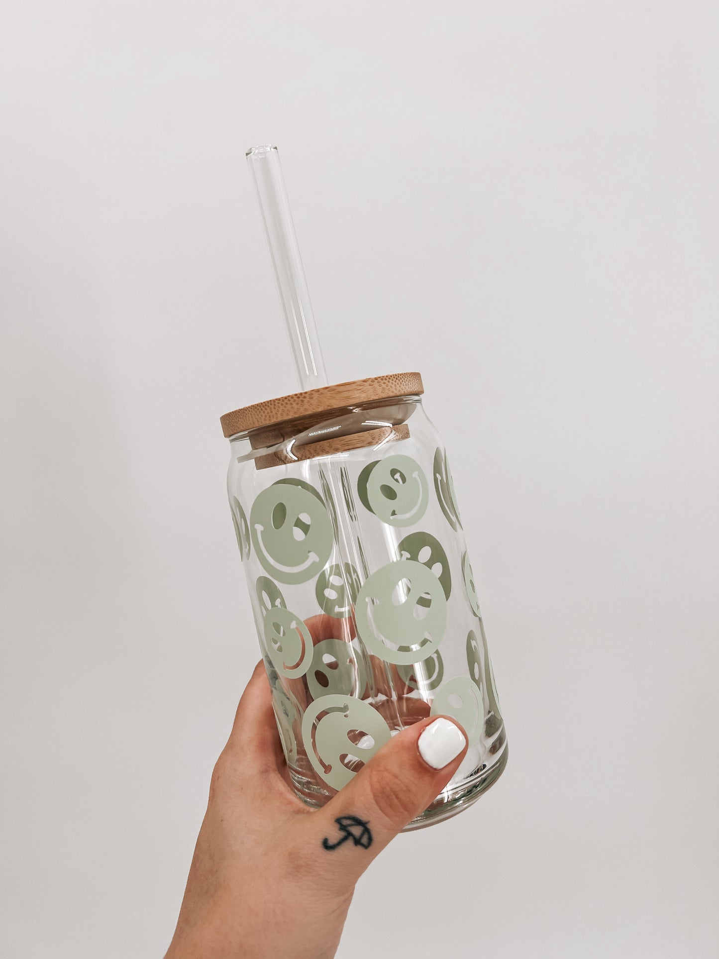 Happy Face Glass Can