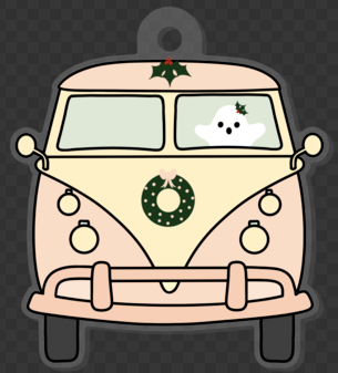 Retro Christmas Bus Keychain