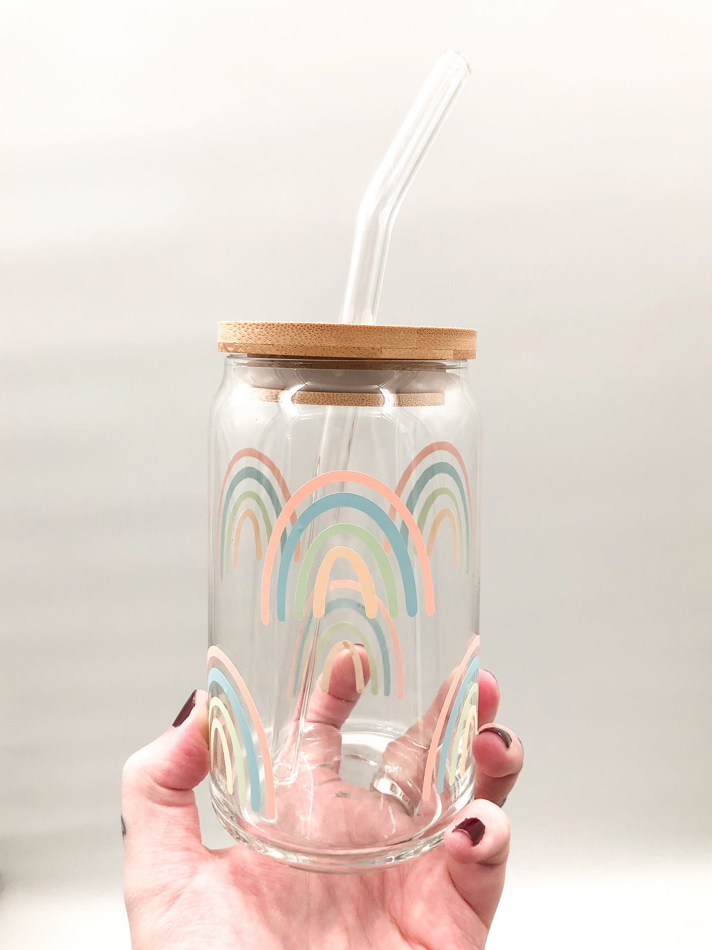 Boho Rainbows Glass Can