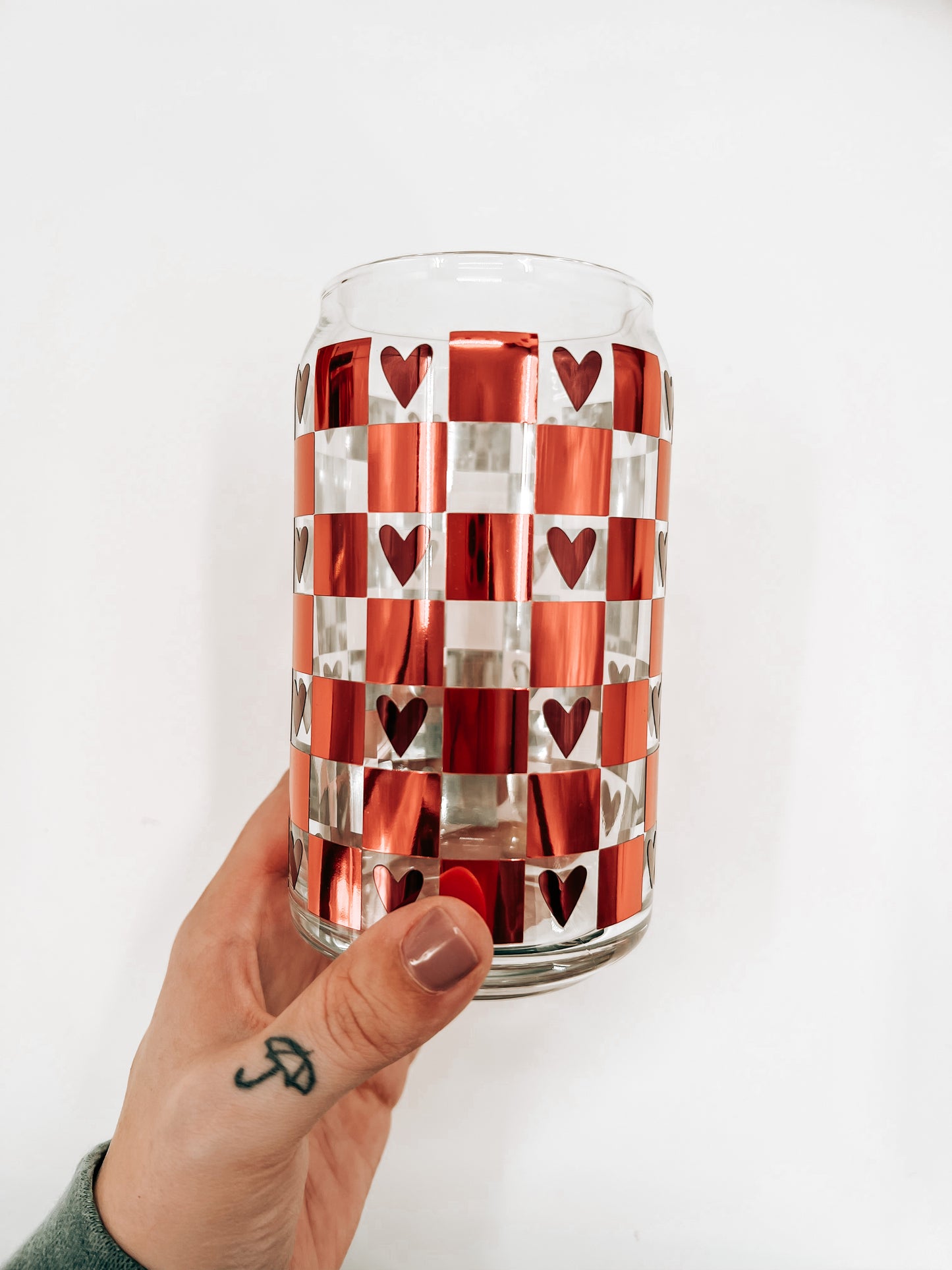 Checkered Glass Can