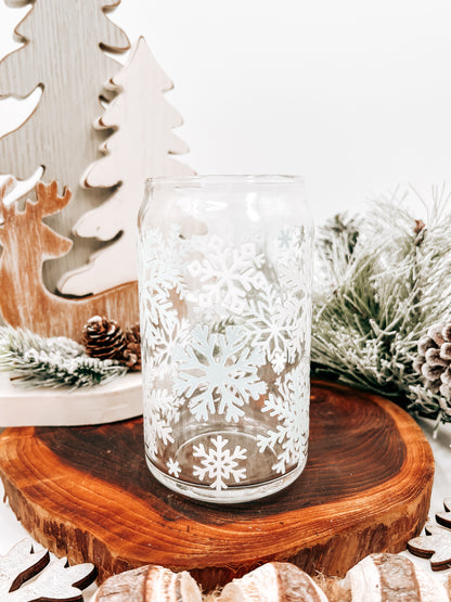 Snowflakes Glass Can