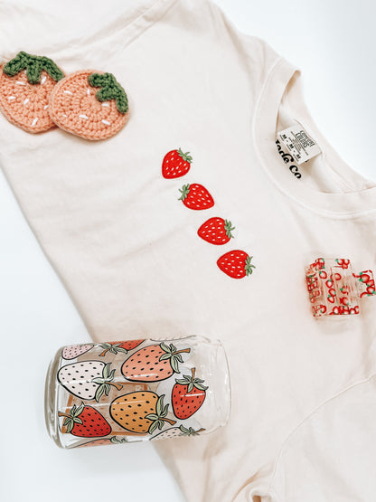 Strawberry Embroidered Cropped Tee