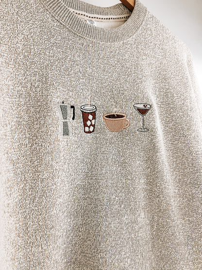 Coffee 4 Way Embroidered Crewneck