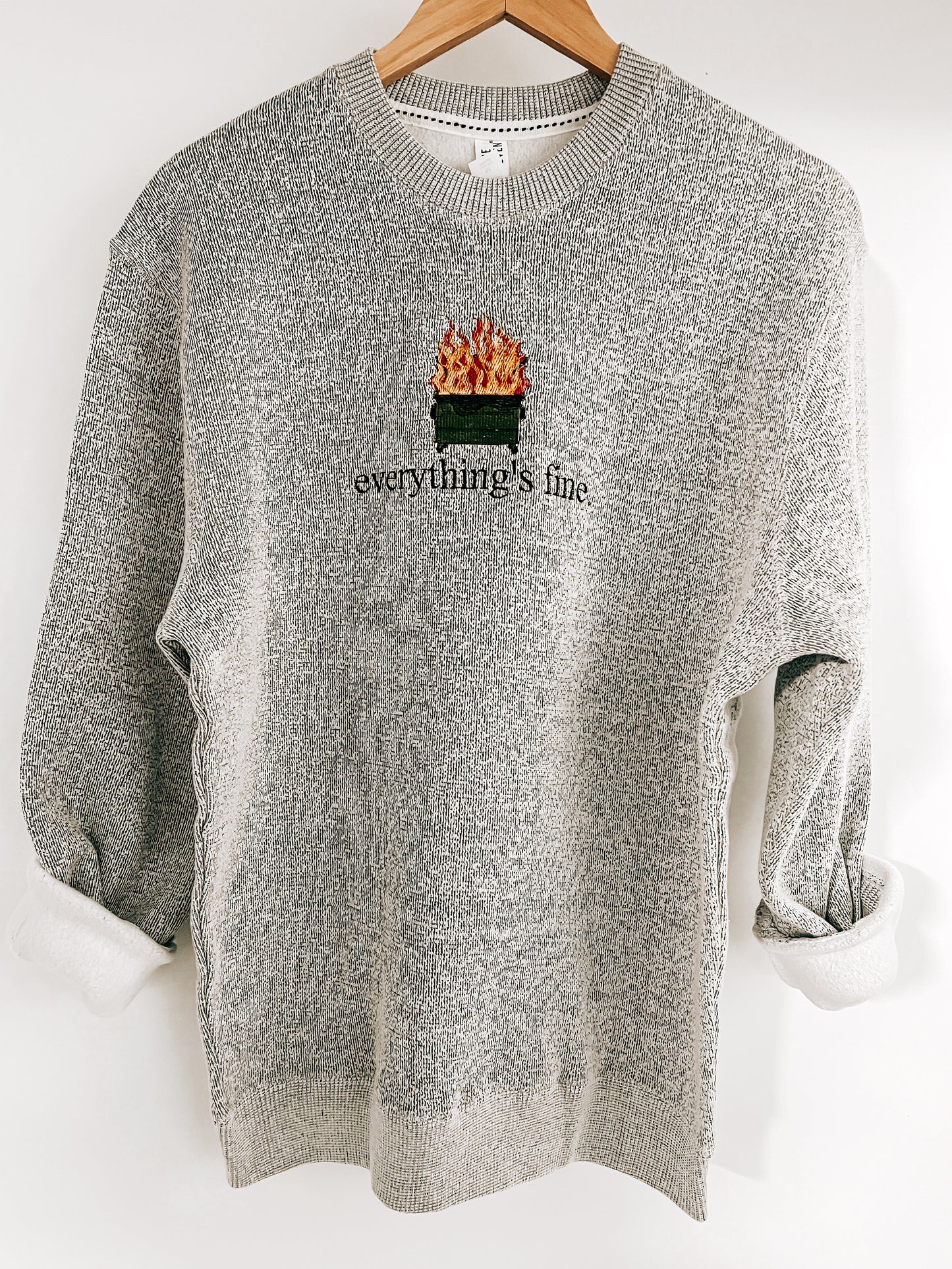 Everything's Fine Embroidered Crewneck