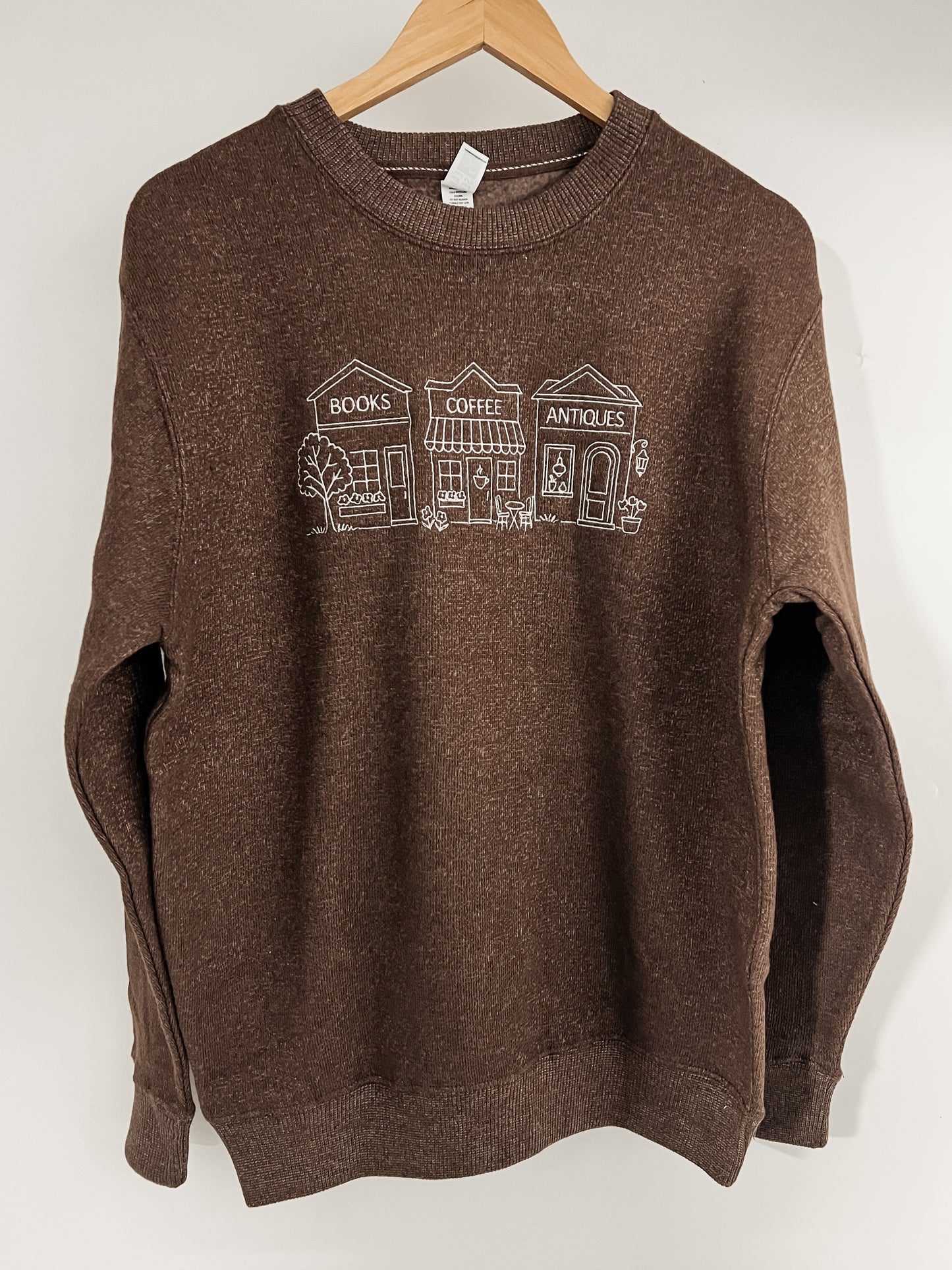 Books, Coffee, and Thrifting, Oh My! Embroidered Crewneck