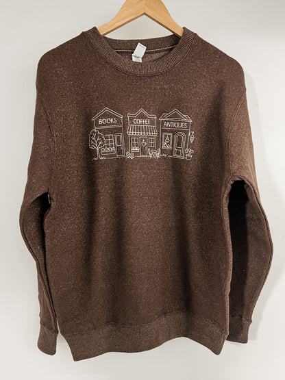 Books, Coffee, and Thrifting, Oh My! Embroidered Crewneck