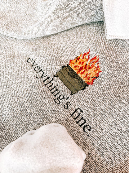 Everything's Fine Embroidered Crewneck