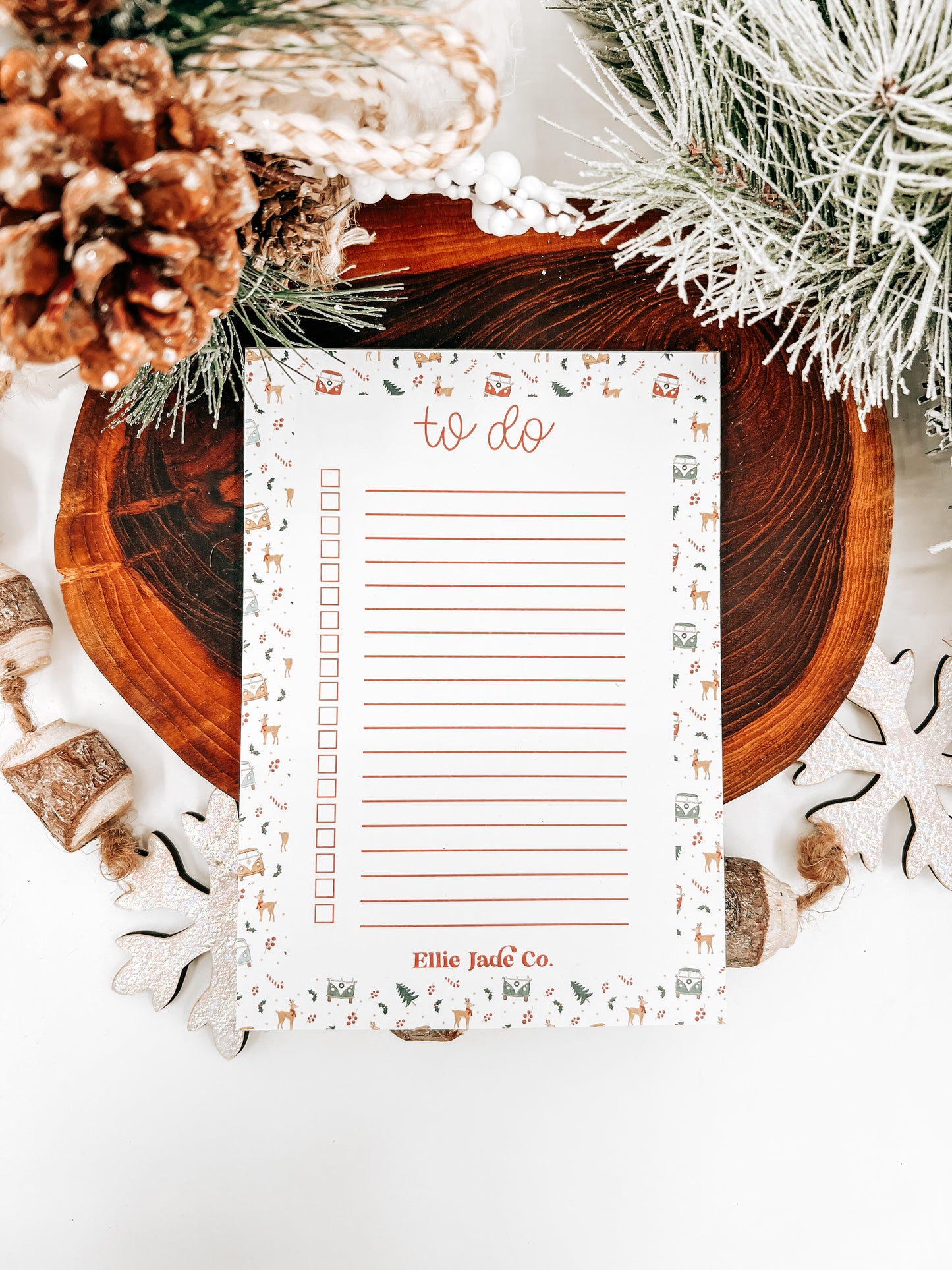 Winter Retro Bus To-Do Checklist Notepad