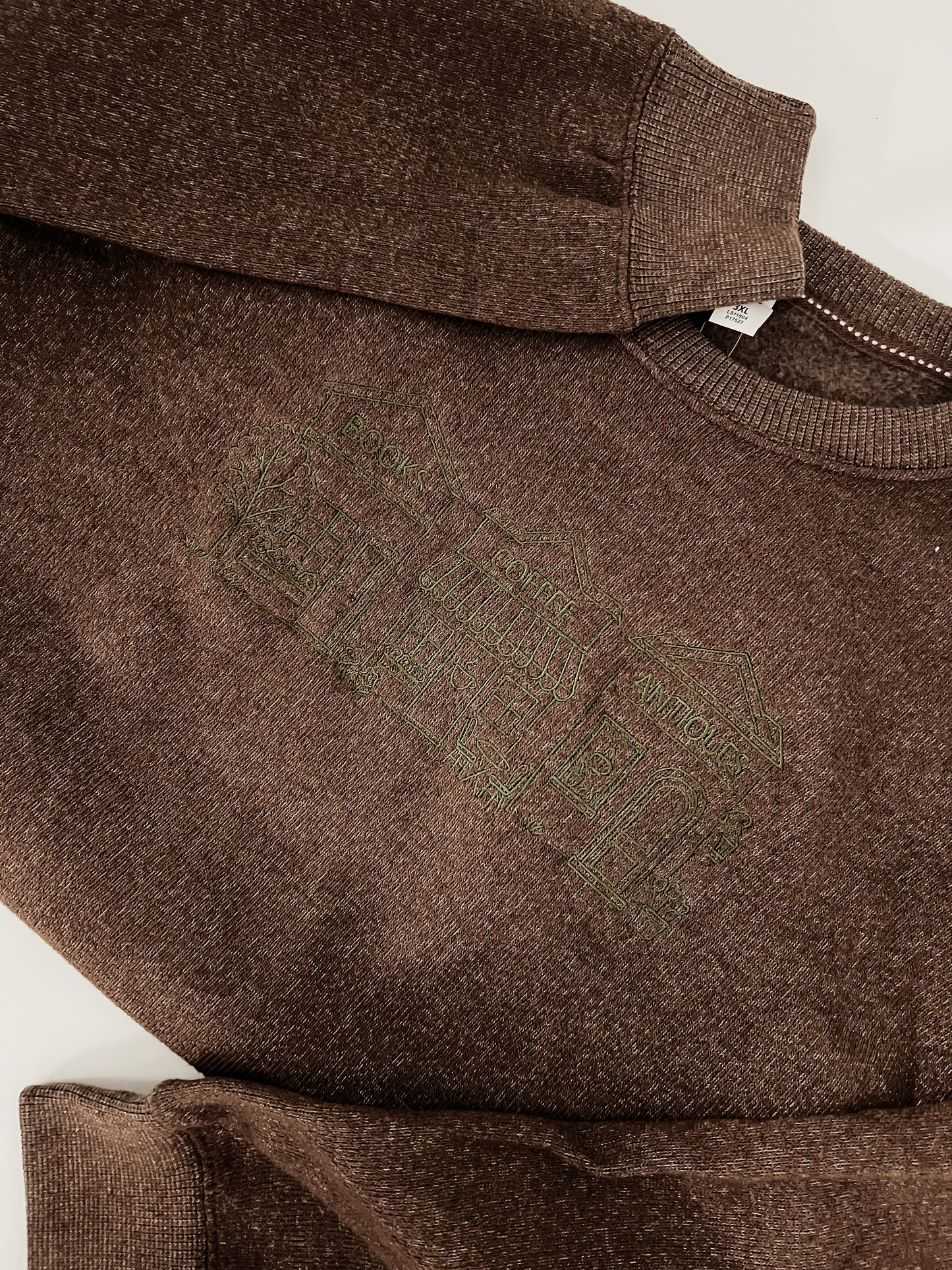 IMPERFECT Books, Coffee, and Thrifting, Oh My! Embroidered Crewneck - 3X Large