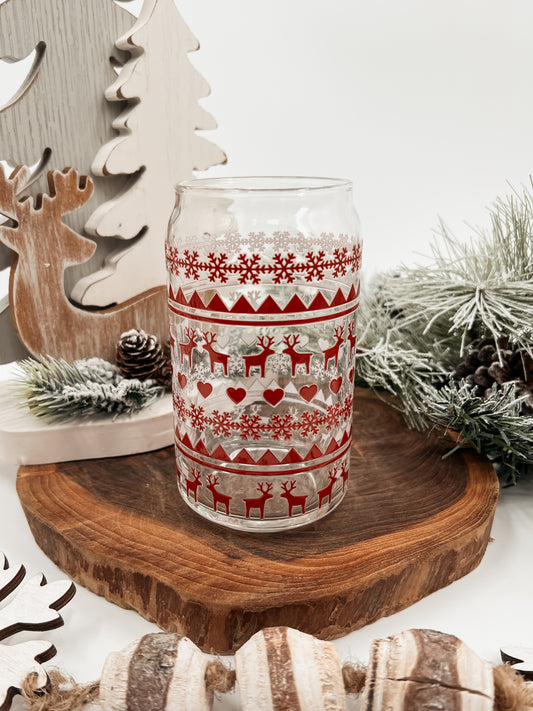Ugly Christmas Sweater Glass Can