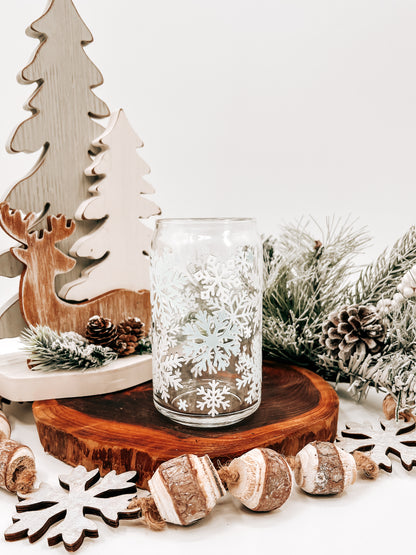 Snowflakes Glass Can