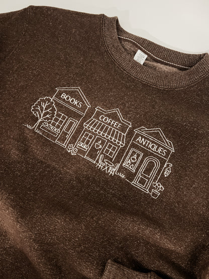 Books, Coffee, and Thrifting, Oh My! Embroidered Crewneck