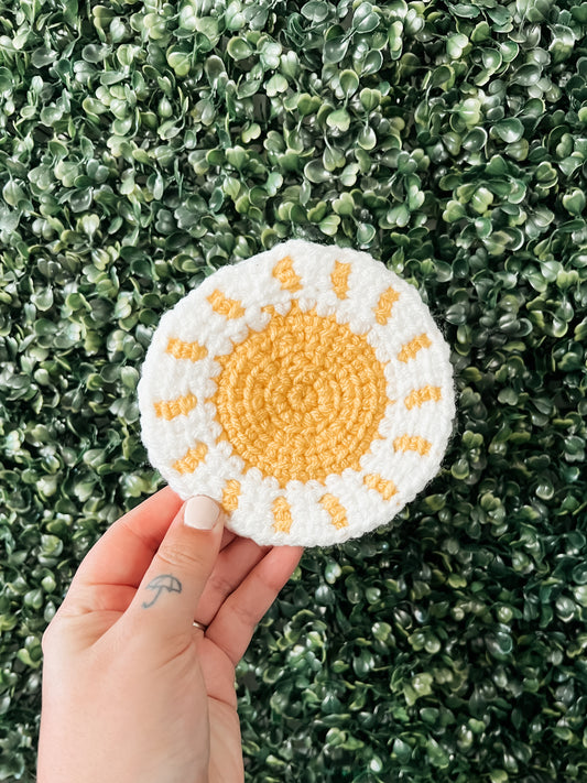 Sun Crochet Mug Rug