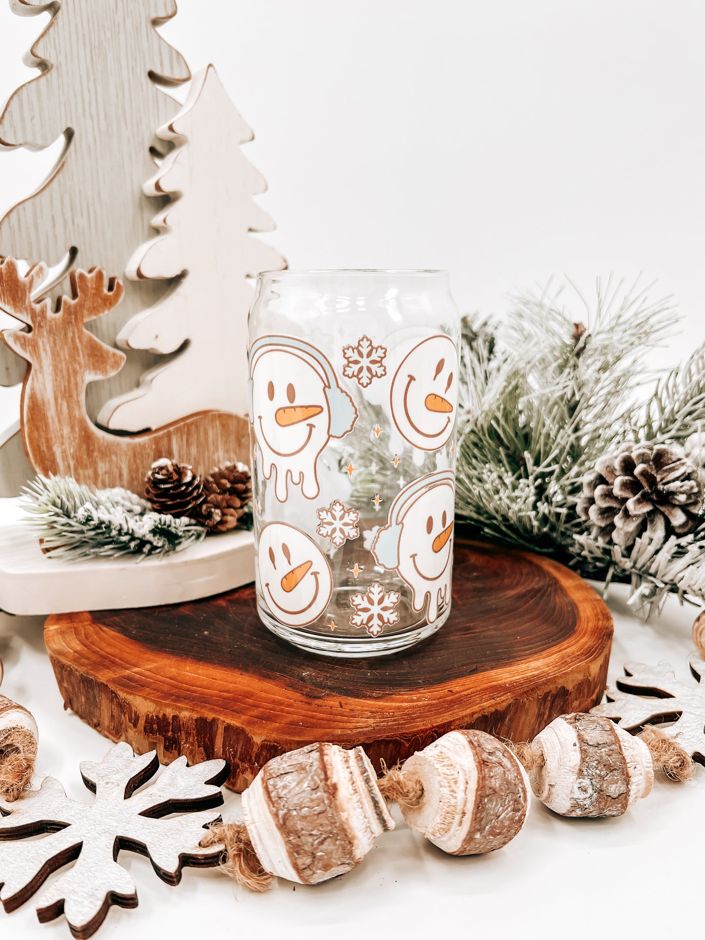 Snowmen Glass Can