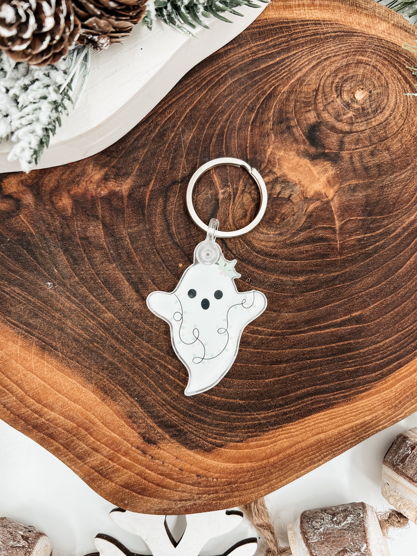 Boo the Christmas Ghost Acrylic Keychain