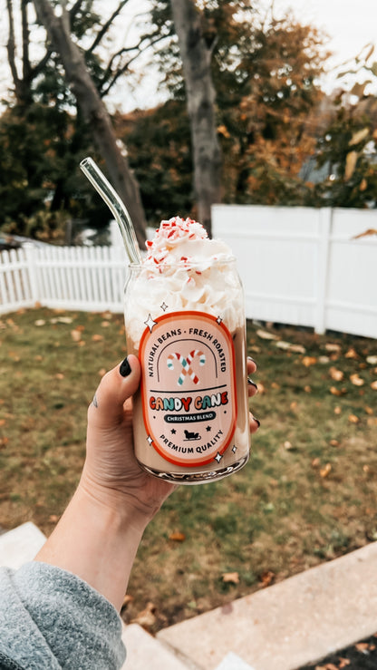 Candy Cane Glass Can