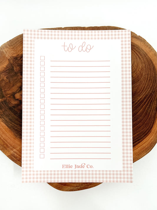 Pink Gingham To-Do Checklist Notepad