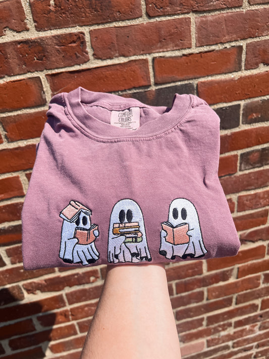 Bookish Ghosts Embroidered Tee