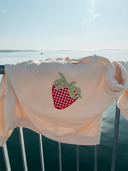 Strawberry Applique Cropped Crewneck