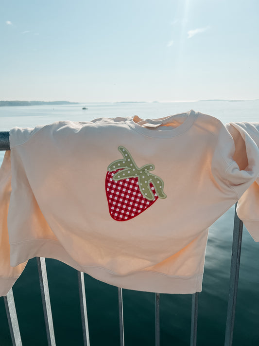 Strawberry Applique Cropped Crewneck
