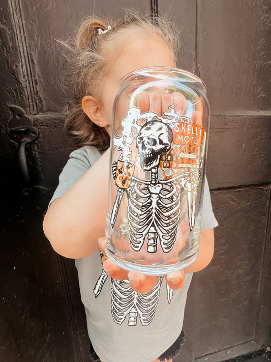 Skelly Motel Glass Can
