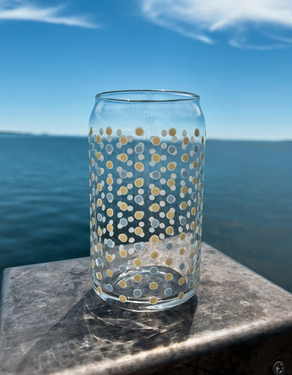 Butter Polka Dot Glass Can