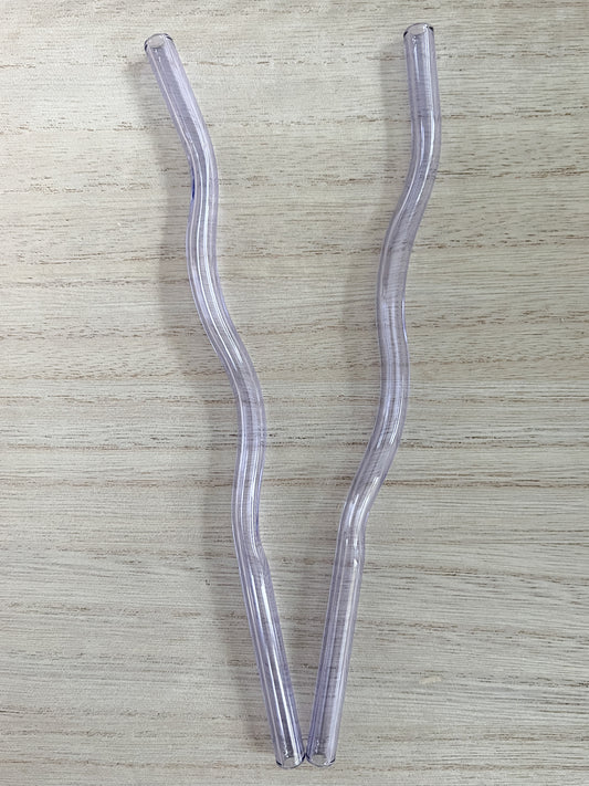 Purple Wavy Reusable Glass Drinking Straw